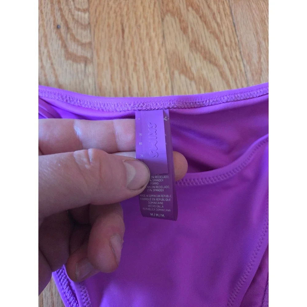 SKIMS Swim Tie Waist Bikini Bottoms Purple Medium Cheeky Recycled Nylon